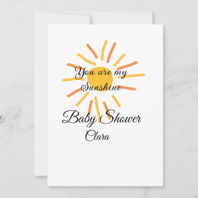 you are my sunshine yellow orange sun rays add nam invitation (Front)