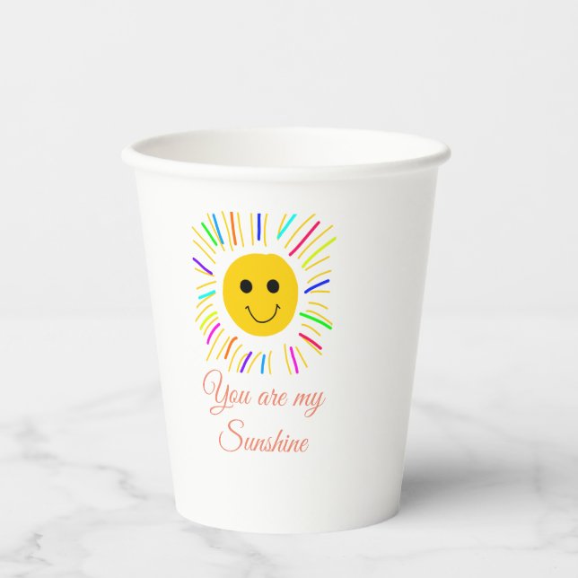 you are my sunshine yellow orange sun rays add nam paper cups (Front)
