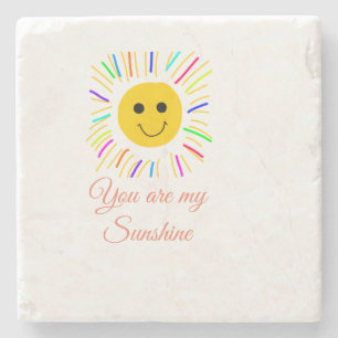 you are my sunshine yellow orange sun rays add nam stone coaster