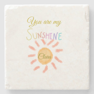 you are my sunshine yellow orange sun rays add nam stone coaster