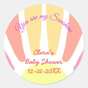 you are my sunshine yellow orange sun rays baby sh classic round sticker