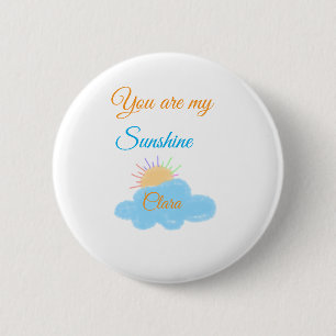 you are my sunshine yellow orange sun rays clouds 6 cm round badge
