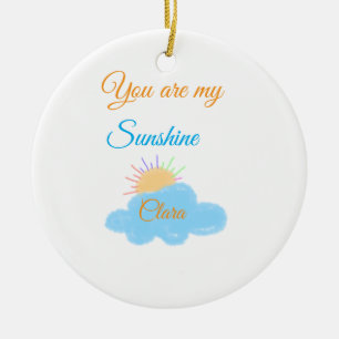 you are my sunshine yellow orange sun rays clouds ceramic tree decoration