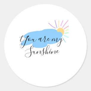 you are my sunshine yellow orange sun rays clouds classic round sticker