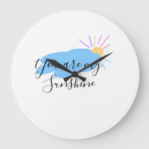 you are my sunshine yellow orange sun rays clouds large clock