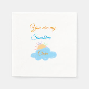 you are my sunshine yellow orange sun rays clouds napkin