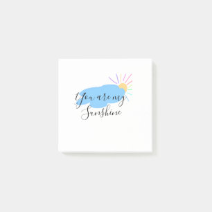 you are my sunshine yellow orange sun rays clouds post-it notes