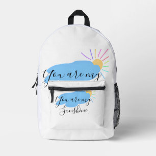 you are my sunshine yellow orange sun rays clouds printed backpack