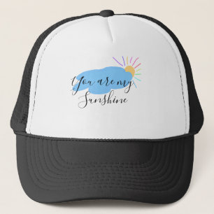 you are my sunshine yellow orange sun rays clouds trucker hat