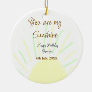 You are my sunshine yellow pastel birthday add nam ceramic tree decoration
