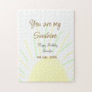 You are my sunshine yellow pastel birthday add nam jigsaw puzzle