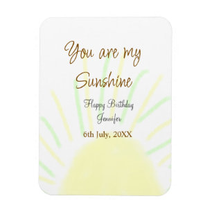 You are my sunshine yellow pastel birthday add nam magnet