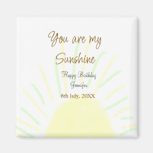 You are my sunshine yellow pastel birthday add nam magnet
