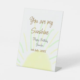 You are my sunshine yellow pastel birthday add nam pedestal sign