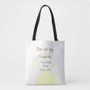 You are my sunshine yellow pastel birthday add nam tote bag