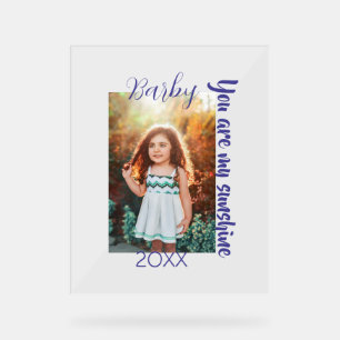 you are my sunshine yellow PHOTO NAME YEAR PURPLE Acrylic Sign