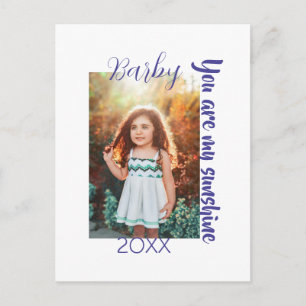 you are my sunshine yellow PHOTO NAME YEAR PURPLE  Postcard