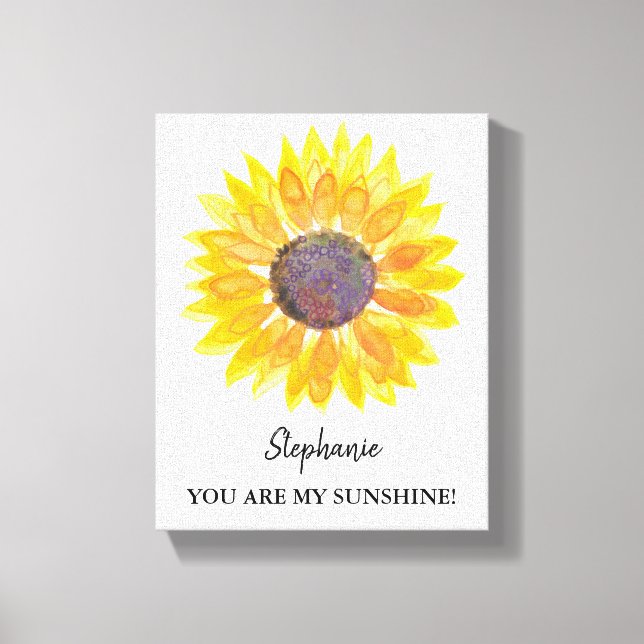 You Are My Sunshine Yellow Sunflower Personalised Canvas Print (Front)