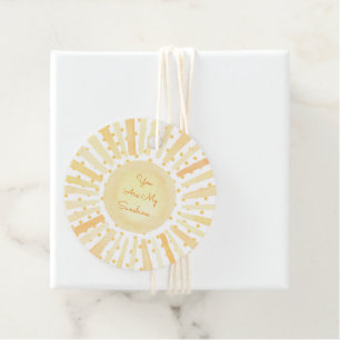 You Are My Sunshine Yellow White Orange Watercolor Favour Tags