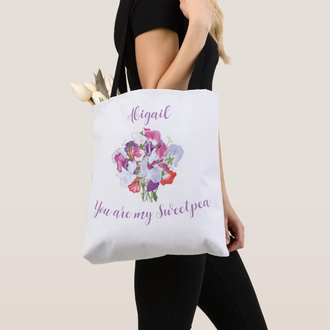 You Are My Sweetpea Personalised Tote Bag (Close Up)