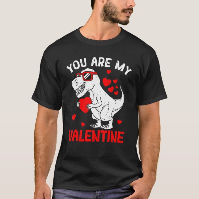 You Are My Valentine Dinosaur Rex Retro Valentine' T-Shirt (Front)