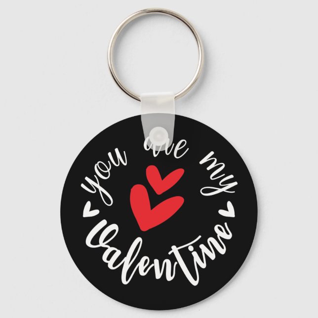You are my Valentine, two little hearts Key Ring (Front)