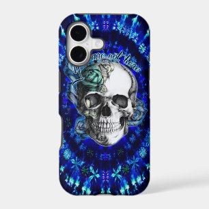 You are not here trippy rose skull in navy/ mint