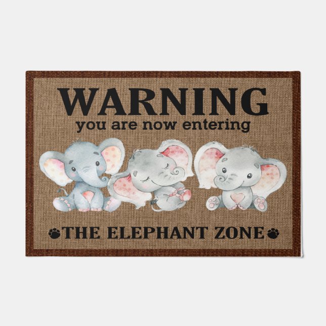 You Are Now Entering The Elephant Zone Doormat (Front)