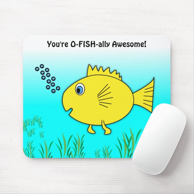 You Are O-Fish-ally Officially Awesome Goldfish Mouse Mat (With Mouse)