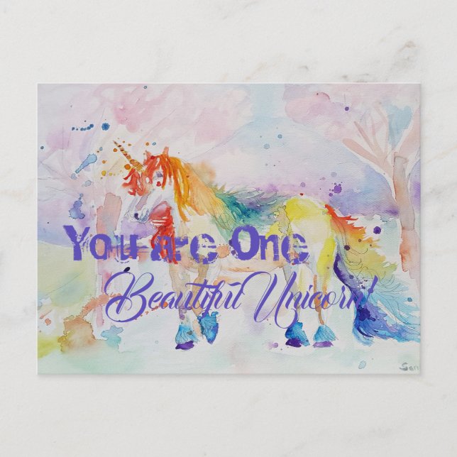 You Are One Beautiful Unicorn! Postcard Card Girls (Front)