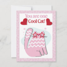 You Are One Cool Cat Pink Valentines Card