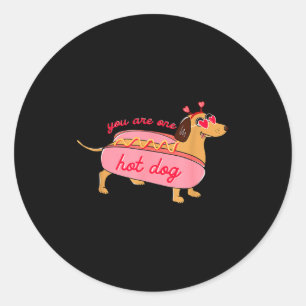 You Are One Hot Dog Dachshund Valentines Heart Gle Classic Round Sticker
