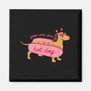 You Are One Hot Dog Dachshund Valentines Heart Gle Magnet