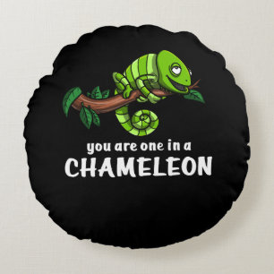 You Are One In A Chameleon Funny Lizard Round Cushion