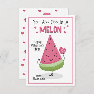 You Are One In A Melon Valentine's Classroom Card