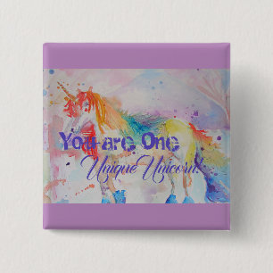 You Are One Unique Unicorn! Girls Pink Unicorns 15 Cm Square Badge