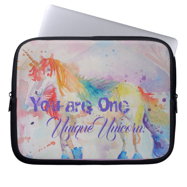 You Are One Unique Unicorn! Girls Pink Unicorns Laptop Sleeve (Front)