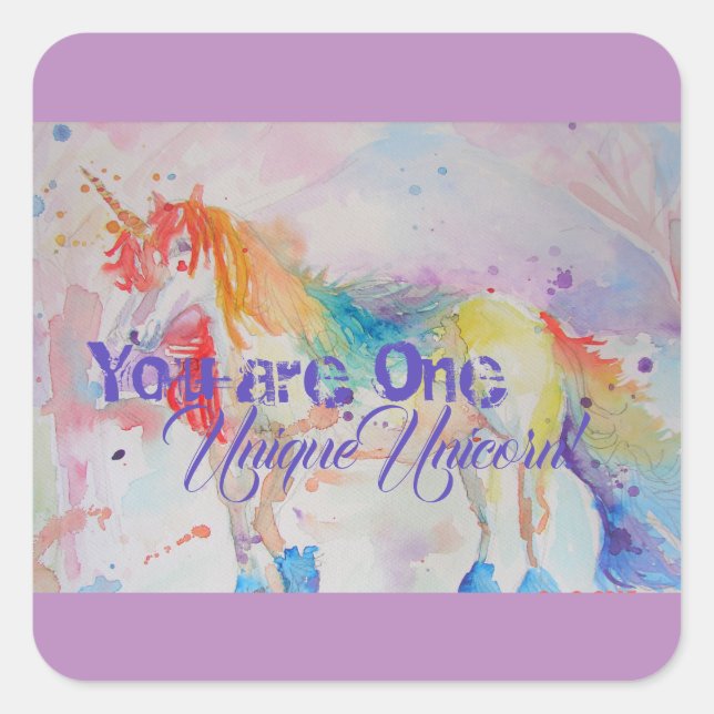 You Are One Unique Unicorn! Girls Pink Unicorns Square Sticker (Front)