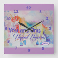You Are One Unique Unicorn! Rainbow Girls Clock
