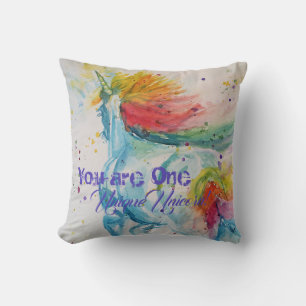 You Are One Unique Unicorn! Rainbow Watercolor Cushion