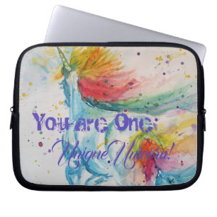 You Are One Unique Unicorn! Rainbow Watercolor Laptop Sleeve