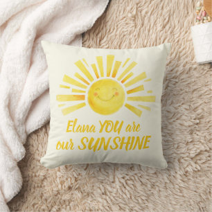 You are our sunshine cute smile yellow sun custom cushion