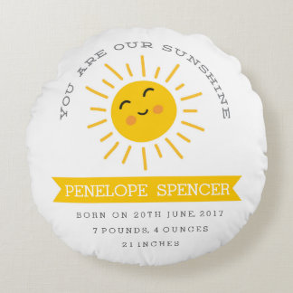 You are our Sunshine - Nursery Baby Stats Pillow