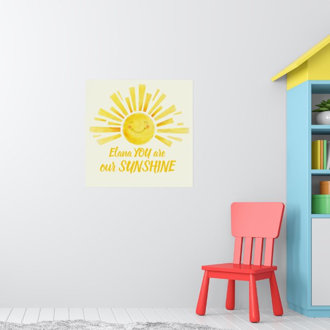 You are our sunshine smiling yellow sun custom poster (Nursery 1)