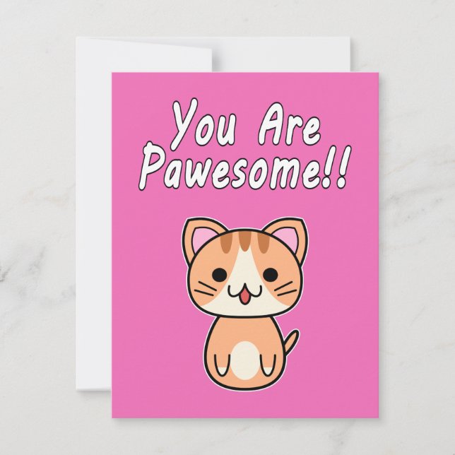 You Are Pawesome!! Ginger Tabby Cat Flat Greeting Card (Front)