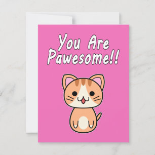 You Are Pawesome!! Ginger Tabby Cat Flat Greeting Card