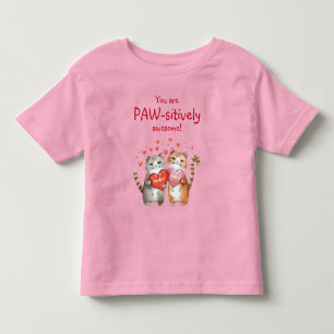 You Are Pawsitively Awesome Red and Pink Cat Toddler T-Shirt