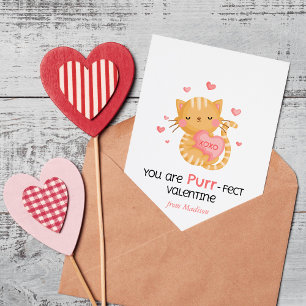 You Are Purr-fect Valentine Kids Classroom Card