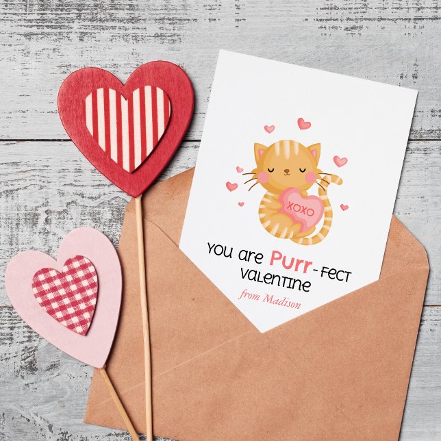 You Are Purr-fect Valentine Kids Classroom Card (Creator Uploaded)