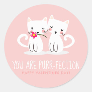 You Are Purr-Fection Lovely Cats Valentines Day Classic Round Sticker